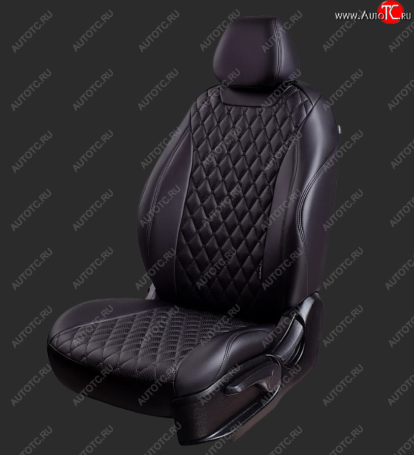10 899 р. Чехлы для сидений Lord Autofashion Байрон (экокожа, спинка 60/40, 3 г-образных подголовника) Ravon Nexia R3 (2016-2020) (Черный, строчка черная)  с доставкой в г. Керчь