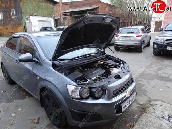 2 049 р. Упоры капота Russtal Chevrolet Aveo T300 хэтчбек (2011-2015)  с доставкой в г. Керчь