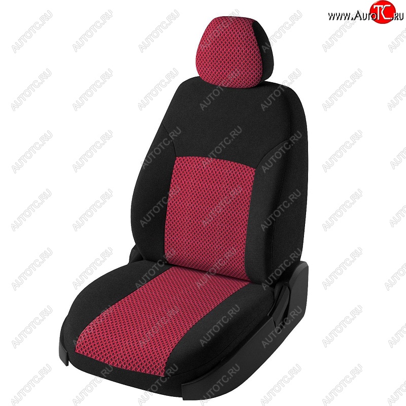 4 299 р. Чехлы для сидений Lord Autofashion Дублин (жаккард)  Chevrolet Aveo  T300 (2011-2015) седан, хэтчбек (Черный, вставка Рогожка (красный))  с доставкой в г. Керчь