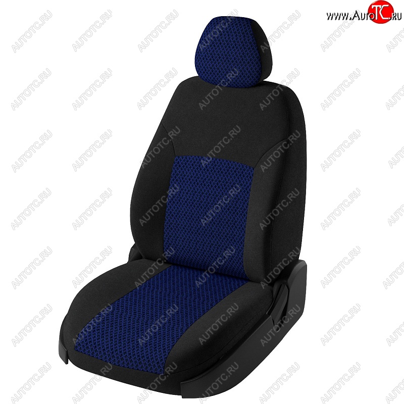 5 599 р. Чехлы для сидений Lord Autofashion Дублин (жаккард)  Chevrolet Aveo  T300 (2011-2015) седан, хэтчбек (Черный, вставка Рогожка (синий))  с доставкой в г. Керчь