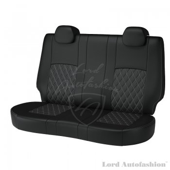 9 449 р. Чехлы для сидений Lord Autofashion Турин Ромб (экокожа)  Chevrolet Aveo  T300 (2011-2015) седан, хэтчбек (Черный, вставка черная, строчка серая)  с доставкой в г. Керчь. Увеличить фотографию 2