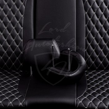 10 899 р. Чехлы для сидений Lord Autofashion Байрон (экокожа, раздельная спинка)  Chevrolet Aveo  T300 (2011-2015) седан, хэтчбек (Черный, вставка черная, строчка серая)  с доставкой в г. Керчь. Увеличить фотографию 6