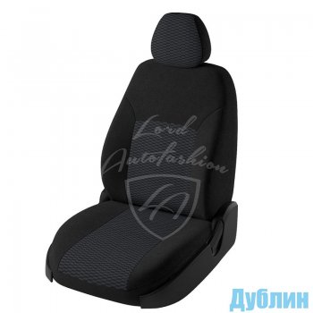 Чехлы для сидений Lord Autofashion Дублин (жаккард) Chevrolet Aveo ( T200,  T250) (2002-2011) хэтчбек 5 дв, хэтчбек 5 дв рестайлинг (Черный, вставка Прямоугольник черный)