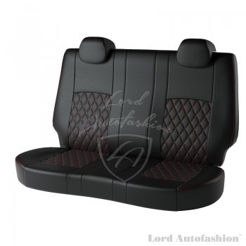 9 449 р. Чехлы для сидений Lord Autofashion Турин Ромб (экокожа)  Chevrolet Aveo ( T200,  T250) (2002-2011) хэтчбек 5 дв, хэтчбек 5 дв рестайлинг (Черный, вставка черная, строчка красная)  с доставкой в г. Керчь. Увеличить фотографию 2