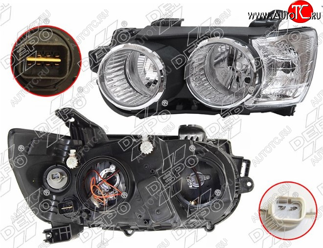 4 999 р. Левая передняя фара DEPO (хром)  Chevrolet Aveo  T300 (2011-2015) седан, хэтчбек  с доставкой в г. Керчь