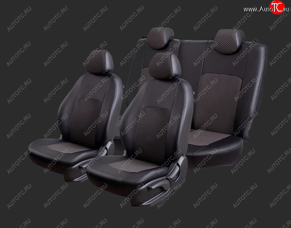 5 899 р. Чехлы для сидений Lord Autofashion Турин (экокожа/жаккард, спинка 60/40, 2 Г-образных подголовника) Chevrolet Aveo T300 хэтчбек (2011-2015) (Черный, вставка жаккард Чёрный Мокка)  с доставкой в г. Керчь