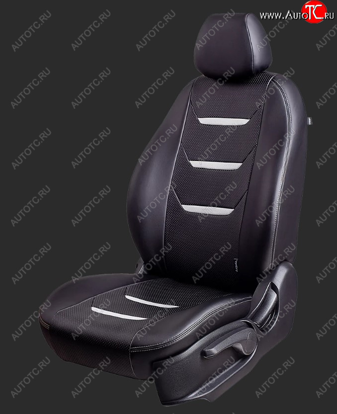 7 799 р. Чехлы для сидений Lord Autofashion Турин 2 (экокожа, спинка 60/40, 2 Г-образных подголовника)  Chevrolet Aveo  T300 (2011-2015) седан, хэтчбек (Черный/Черный/Белый/Белый)  с доставкой в г. Керчь