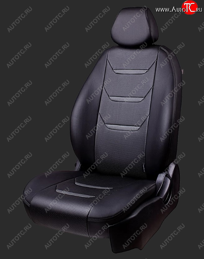 7 599 р. Чехлы для сидений Lord Autofashion Турин 2 (экокожа, спинка 60/40, 2 Г-образных подголовника)  Chevrolet Aveo  T300 (2011-2015) седан, хэтчбек (Черный/Черный/Серый/Серый)  с доставкой в г. Керчь