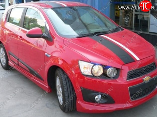 4 199 р. Пороги накладки CT Chevrolet Aveo T300 хэтчбек (2011-2015) (Неокрашенные)  с доставкой в г. Керчь