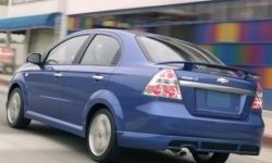 4 499 р. Накладка на задний бампер CT Chevrolet Aveo T250 седан рестайлинг (2006-2011) (Неокрашенная)  с доставкой в г. Керчь. Увеличить фотографию 2