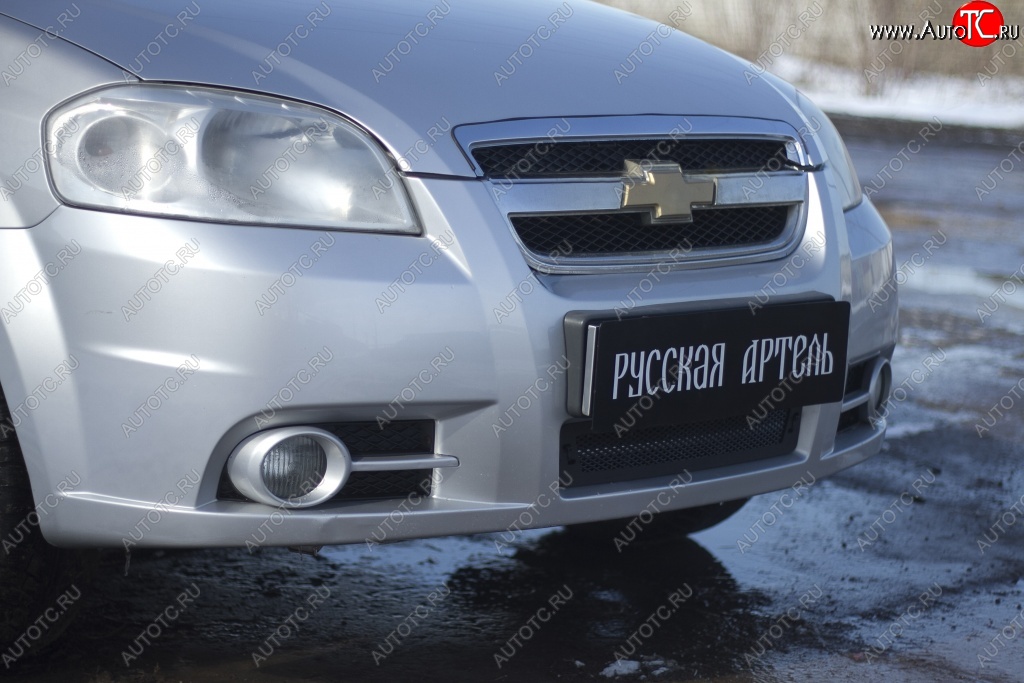 1 099 р. Защитная сетка решетки переднего бампера RA Chevrolet Aveo T250 седан рестайлинг (2006-2011)  с доставкой в г. Керчь
