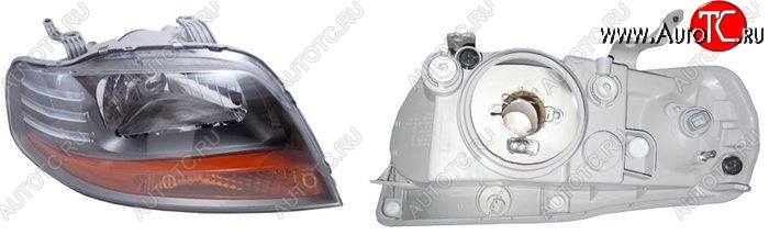 4 399 р. Правая фара SAT (чёрная)  Chevrolet Aveo  T200 (2002-2008), Daewoo Kalos (2002-2008)  с доставкой в г. Керчь
