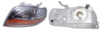 Левая фара SAT (чёрная) Chevrolet Aveo  T200 (2002-2008), Daewoo Kalos (2002-2008)