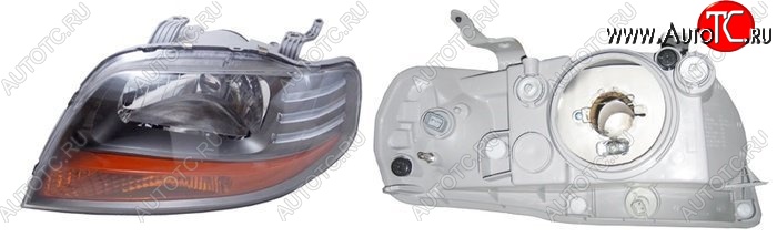 4 399 р. Левая фара SAT (чёрная)  Chevrolet Aveo  T200 (2002-2008), Daewoo Kalos (2002-2008)  с доставкой в г. Керчь