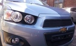1 469 р. Нижняя сетка на бампер Russtal (черная) Chevrolet Aveo T300 седан (2011-2015)  с доставкой в г. Керчь. Увеличить фотографию 2