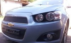1 469 р. Нижняя сетка на бампер Russtal (черная) Chevrolet Aveo T300 седан (2011-2015)  с доставкой в г. Керчь. Увеличить фотографию 3