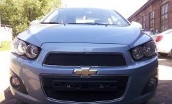 1 469 р. Сетка в решетку радиатора Russtal Chevrolet Aveo T300 седан (2011-2015) (черная)  с доставкой в г. Керчь. Увеличить фотографию 3