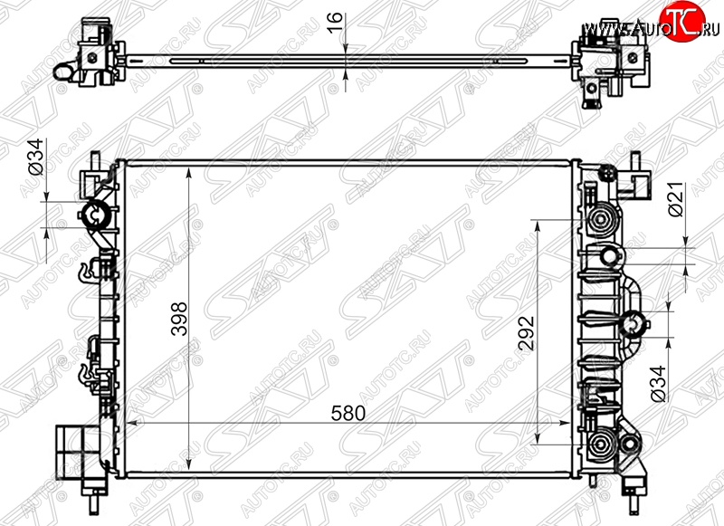 5 549 р. Радиатор двигателя SAT (пластинчатый, 1.6, АКПП/МКПП) Opel Mokka  дорестайлинг (2012-2016)  с доставкой в г. Керчь