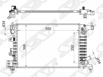 Радиатор двигателя SAT (пластинчатый, 1.2/1.4, АКПП) Chevrolet Aveo  T300 - Cobalt