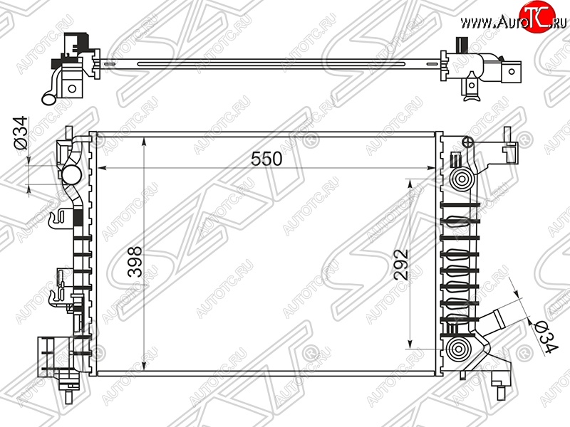 7 299 р. Радиатор двигателя SAT (пластинчатый, 1.2/1.4, АКПП)  Chevrolet Aveo  T300 - Cobalt  с доставкой в г. Керчь