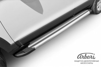 11 789 р. Порожки для ног Arbori Luxe Silver  Chevrolet Captiva (2013-2016) 2-ой рестайлинг  с доставкой в г. Керчь. Увеличить фотографию 2