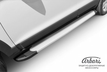 10 979 р. Порожки для ног Arbori Optima Silver Chevrolet Captiva 2-ой рестайлинг (2013-2016)  с доставкой в г. Керчь. Увеличить фотографию 2