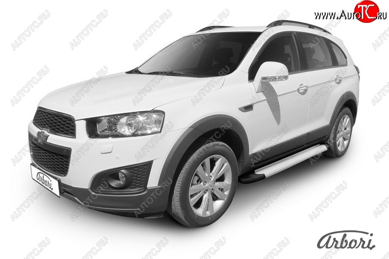 10 979 р. Порожки для ног Arbori Optima Silver Chevrolet Captiva 2-ой рестайлинг (2013-2016)  с доставкой в г. Керчь