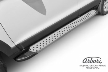 13 499 р. Порожки для ног Arbori Standart Silver Chevrolet Captiva 2-ой рестайлинг (2013-2016)  с доставкой в г. Керчь. Увеличить фотографию 2