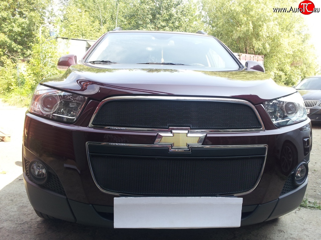 3 189 р. Сетка на бампер Russtal (черная) Chevrolet Captiva  дорестайлинг (2006-2011)  с доставкой в г. Керчь
