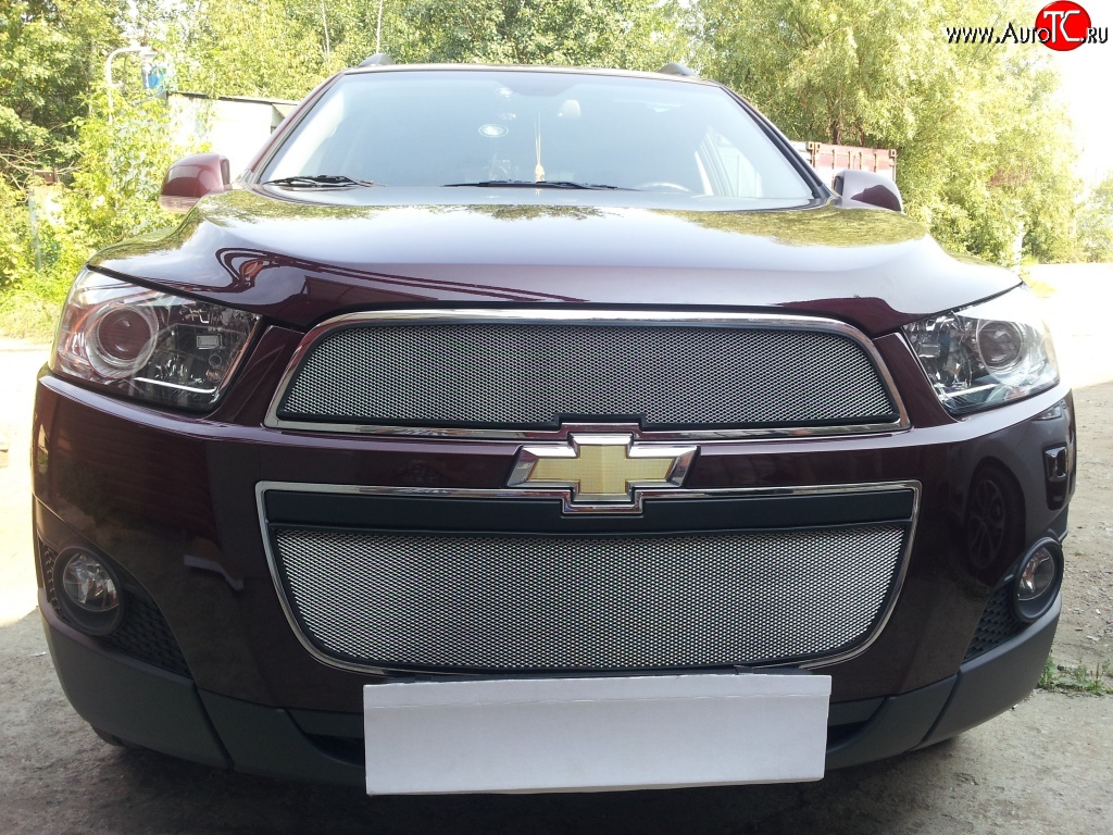 3 199 р. Сетка на бампер Russtal (хром) Chevrolet Captiva 1-ый рестайлинг (2011-2013)  с доставкой в г. Керчь