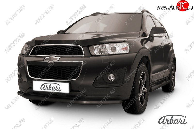 6 389 р. Защита переднего бампера Arbori (черная, 1 труба d57 mm). Chevrolet Captiva 2-ой рестайлинг (2013-2016)  с доставкой в г. Керчь