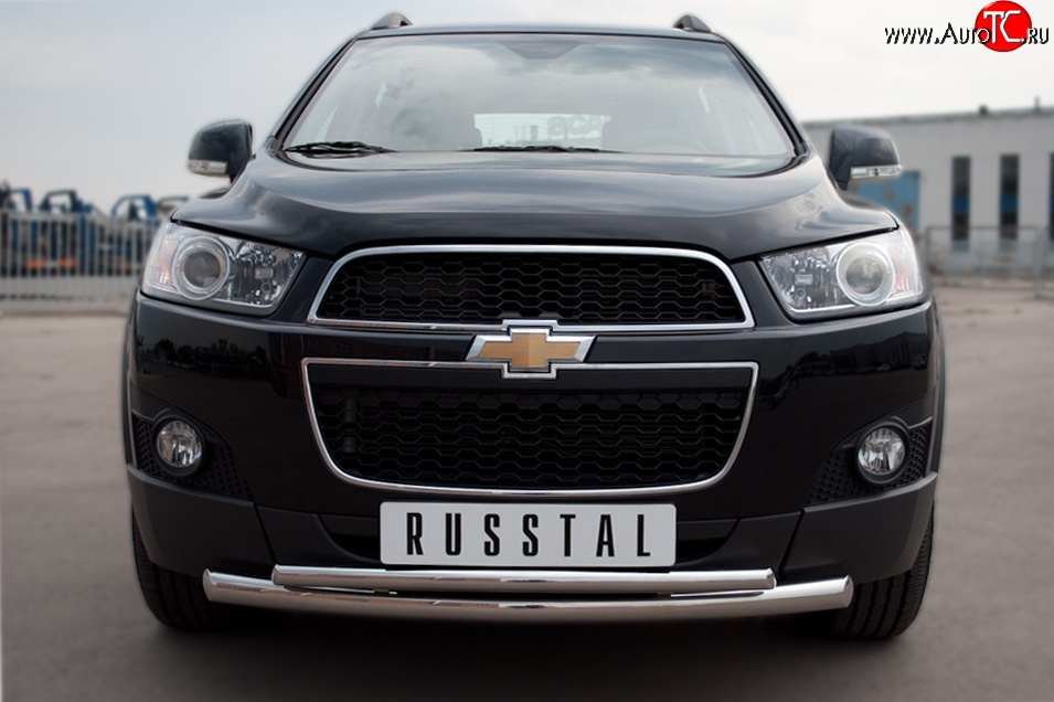 18 399 р. Защита переднего бампера (2 трубыØ63 и 42 мм, нержавейка) SLITKOFF  Chevrolet Captiva (2006-2011)  дорестайлинг  с доставкой в г. Керчь