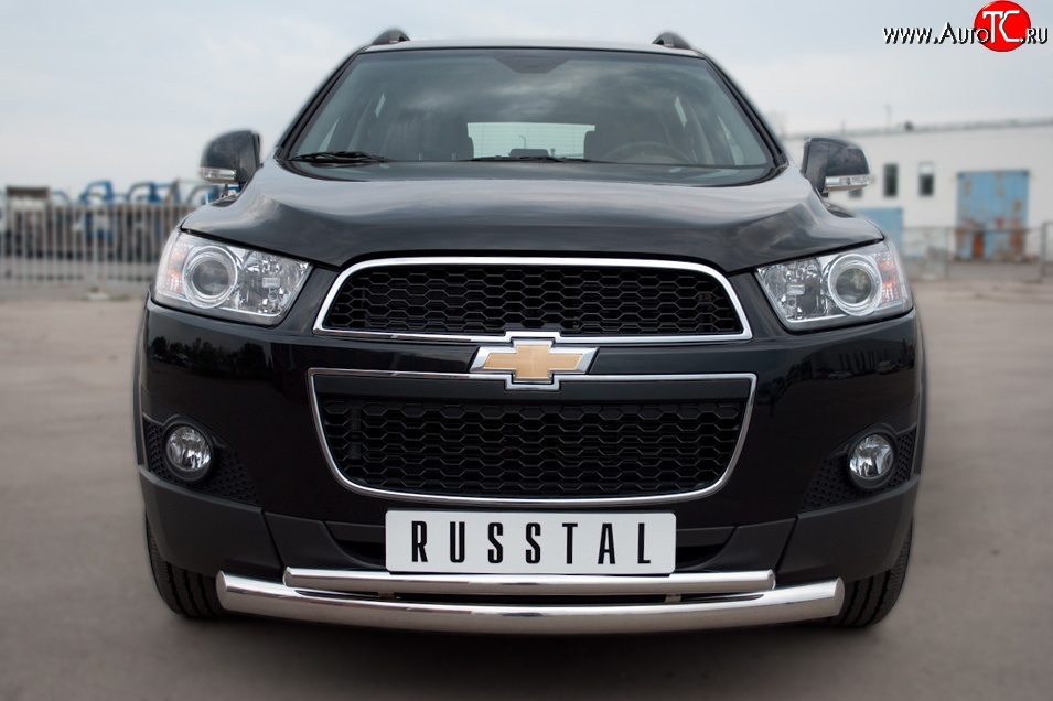 18 699 р. Защита переднего бампера (2 трубыØ76 и 42 мм, нержавейка) SLITKOFF Chevrolet Captiva 1-ый рестайлинг (2011-2013)  с доставкой в г. Керчь