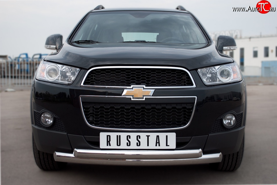 18 899 р. Защита переднего бампера (2 трубыØ76 и 63 мм, нержавейка) SLITKOFF  Chevrolet Captiva (2011-2013) 1-ый рестайлинг  с доставкой в г. Керчь