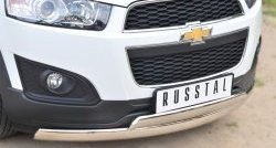 16 849 р. Защита переднего бампера (2 трубыØ75х42 мм, нержавейка) Russtal Chevrolet Captiva 2-ой рестайлинг (2013-2016)  с доставкой в г. Керчь. Увеличить фотографию 2