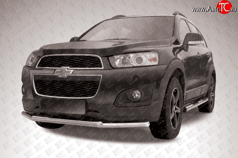 14 499 р. Защита переднего бампера Slitkoff (двойная, d57/42)  Chevrolet Captiva (2013-2016) 2-ой рестайлинг (Нержавейка, Полированная)  с доставкой в г. Керчь