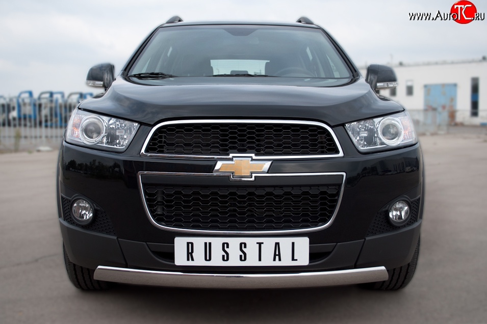 12 499 р. Защита переднего бампера (Ø75х42 мм, нержавейка) Russtal Chevrolet Captiva 1-ый рестайлинг (2011-2013)  с доставкой в г. Керчь