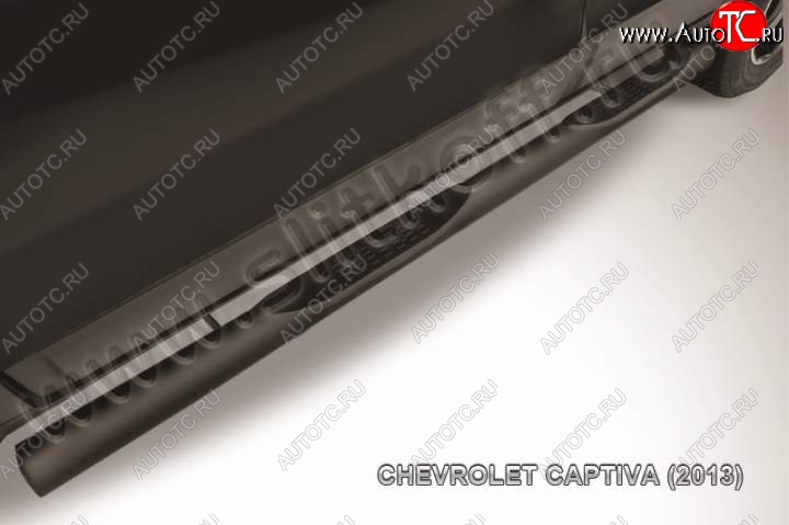 12 399 р. Защита порогов d76 с проступями Slitkoff  Chevrolet Captiva (2013-2016) 2-ой рестайлинг (Цвет: серебристый)  с доставкой в г. Керчь