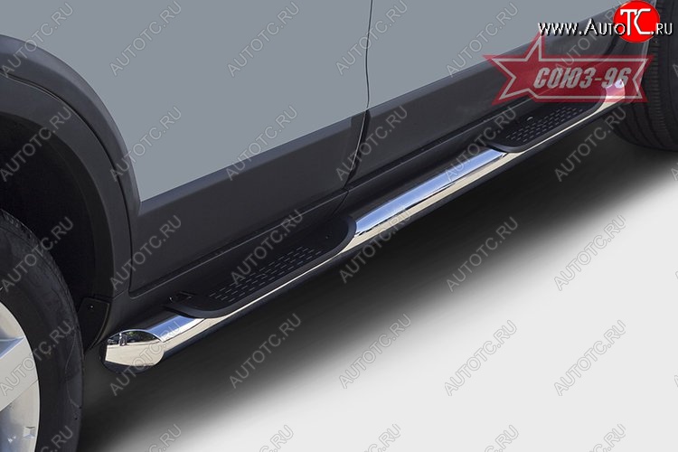 18 719 р. Защита порогов с проступью Souz-96 (d76) Chevrolet Captiva 1-ый рестайлинг (2011-2013)  с доставкой в г. Керчь