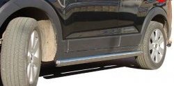 Защита порогов d76 мм Металл Дизайн Chevrolet Captiva (2011-2013) 1-ый рестайлинг (полированная нержавейка)
