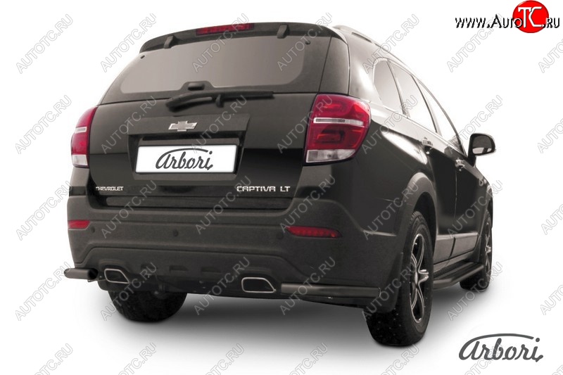5 399 р. Защита заднего бампера Arbori (уголки, черная, 1 труба d57 mm). Chevrolet Captiva 2-ой рестайлинг (2013-2016)  с доставкой в г. Керчь