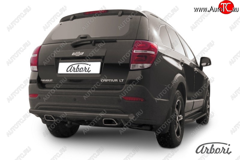 2 499 р. Защита заднего бампера Arbori (черная, 1 труба d57 mm). Chevrolet Captiva 2-ой рестайлинг (2013-2016)  с доставкой в г. Керчь