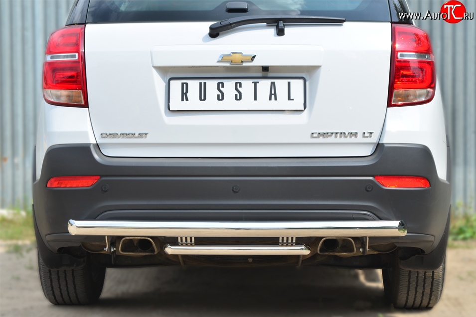17 649 р. Защита заднего бампера (Ø63 и 42 мм, нержавейка) SLITKOFF  Chevrolet Captiva (2013-2016) 2-ой рестайлинг  с доставкой в г. Керчь