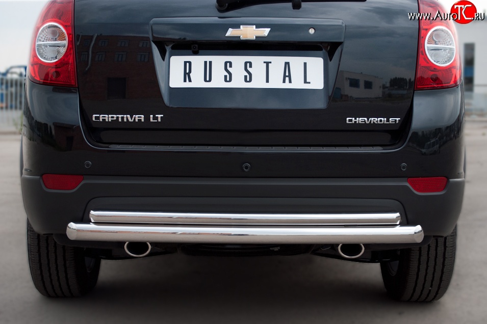 17 649 р. Защита заднего бампера (Ø63 и 42 мм, нержавейка) SLITKOFF  Chevrolet Captiva (2011-2013) 1-ый рестайлинг  с доставкой в г. Керчь