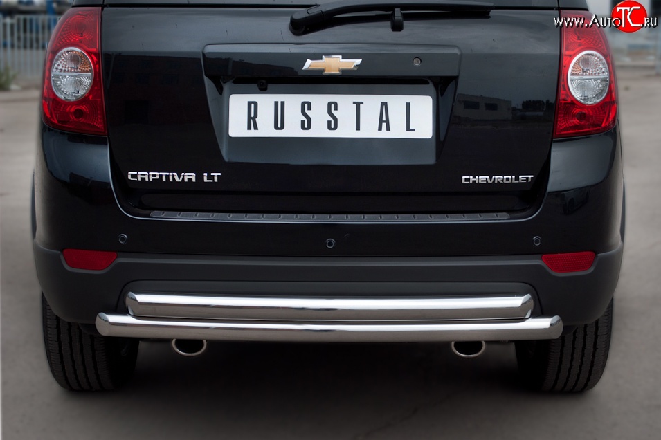 17 999 р. Защита заднего бампера (2 трубы Ø63 мм, нержавейка) SLITKOFF  Chevrolet Captiva (2011-2013) 1-ый рестайлинг  с доставкой в г. Керчь