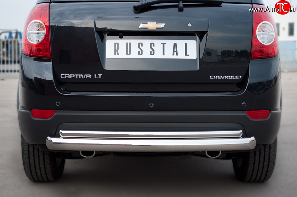 17 949 р. Защита заднего бампера (Ø76 и 42 мм, нержавейка) SLITKOFF  Chevrolet Captiva (2011-2013) 1-ый рестайлинг  с доставкой в г. Керчь