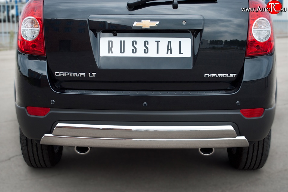 16 849 р. Защита заднего бампера (2 трубы Ø76х42 мм, нержавейка) Russtal Chevrolet Captiva 1-ый рестайлинг (2011-2013)  с доставкой в г. Керчь