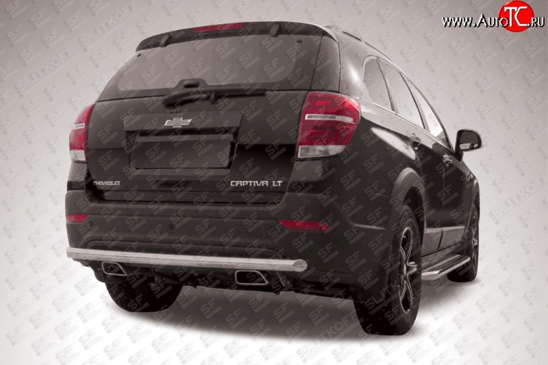 11 599 р. Защита заднего бампера из длинной трубы диаметром 57 мм Slitkoff Chevrolet Captiva 2-ой рестайлинг (2013-2016) (Нержавейка, Полированная)  с доставкой в г. Керчь