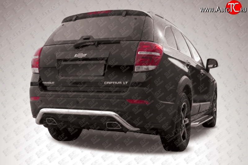 12 299 р. Фигурная защита заднего бампера диаметром 57 мм Slitkoff Chevrolet Captiva 2-ой рестайлинг (2013-2016) (Нержавейка, Полированная)  с доставкой в г. Керчь