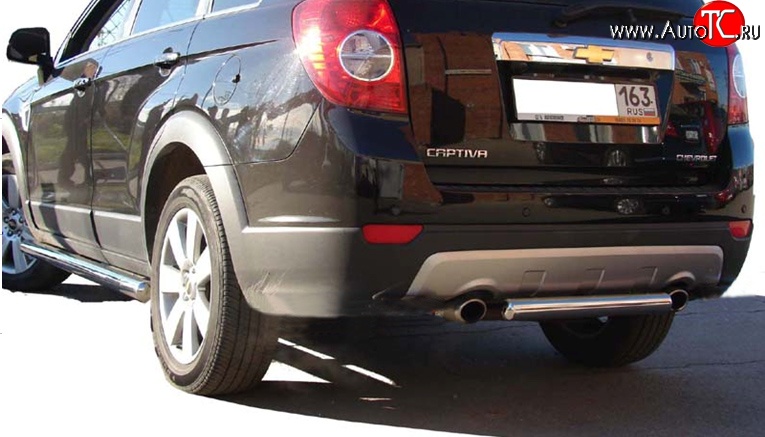 2 599 р. Защита заднего бампера d63.5 мм Металл Дизайн Chevrolet Captiva 1-ый рестайлинг (2011-2013) (полированная нержавейка)  с доставкой в г. Керчь